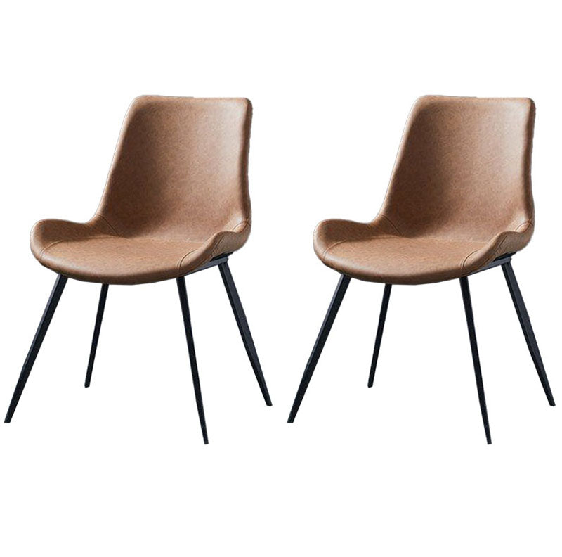 Leather Dining Side Chair Industrial Design Solid Back Dining Side Chairs