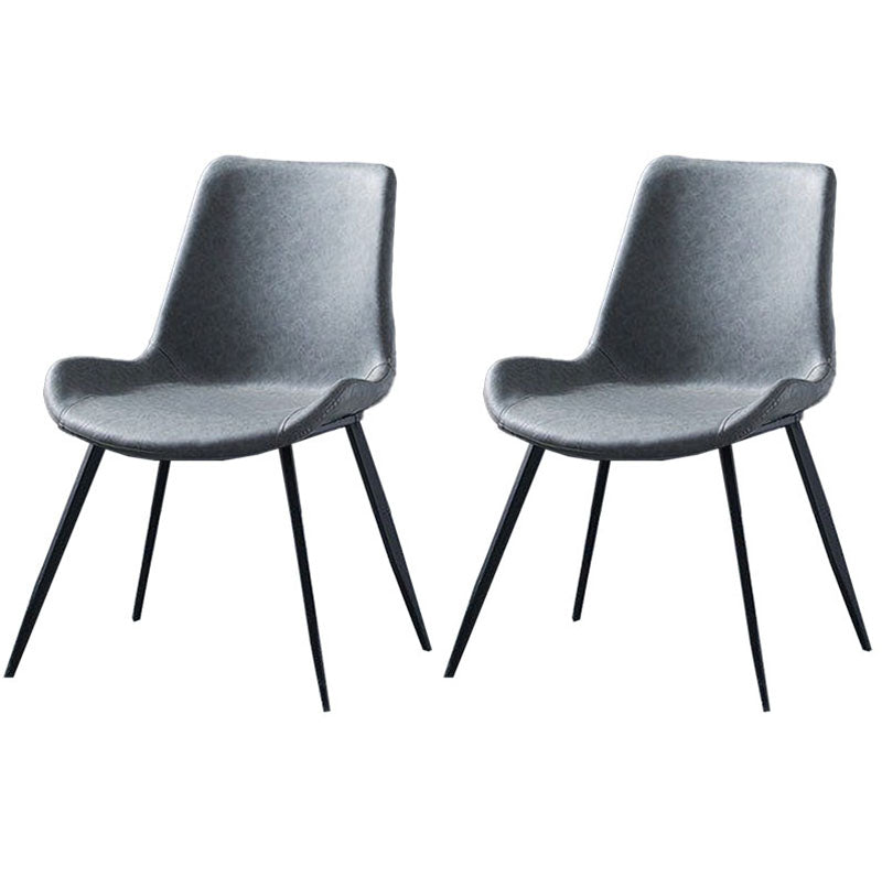 Leather Dining Side Chair Industrial Design Solid Back Dining Side Chairs