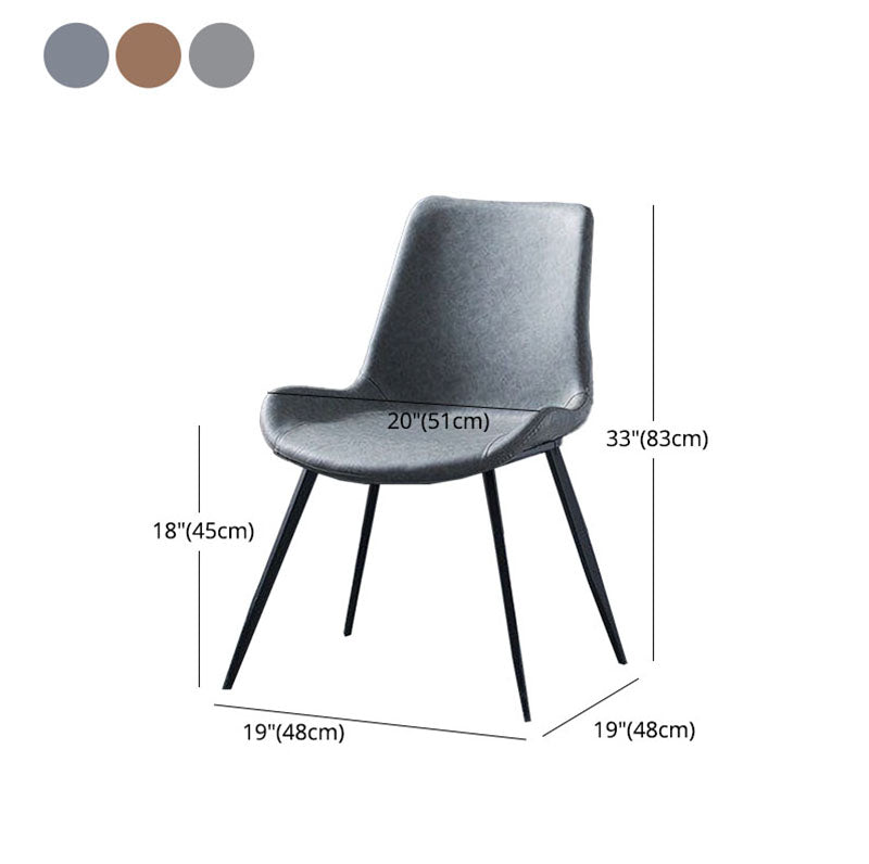 Leather Dining Side Chair Industrial Design Solid Back Dining Side Chairs