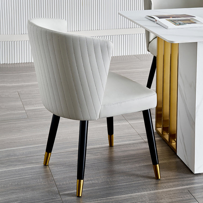 Nordic Glam Style Dining Chairs Armless Side Chairs with Wooden Legs