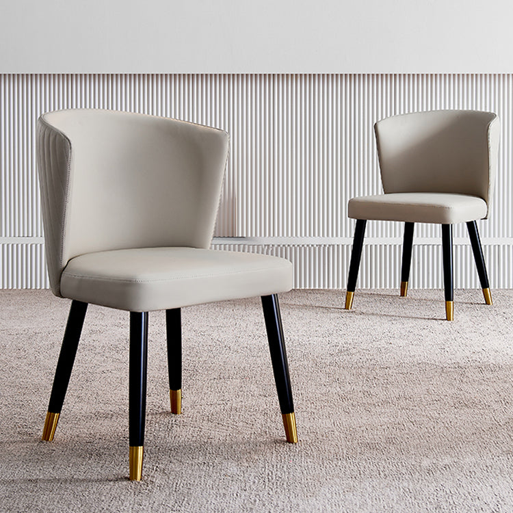 Nordic Glam Style Dining Chairs Armless Side Chairs with Wooden Legs
