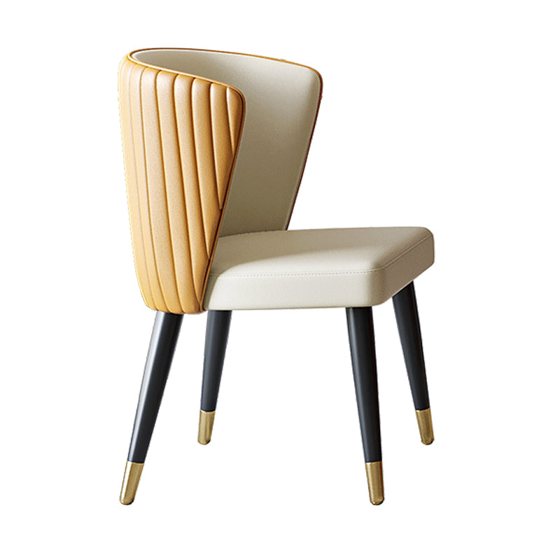 Nordic Glam Style Dining Chairs Armless Side Chairs with Wooden Legs