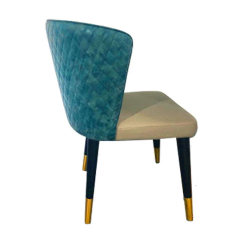 Nordic Glam Style Dining Chairs Armless Side Chairs with Wooden Legs