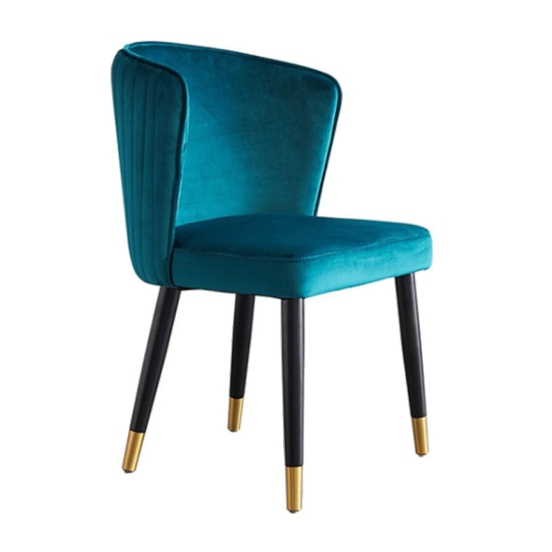 Nordic Glam Style Dining Chairs Armless Side Chairs with Wooden Legs