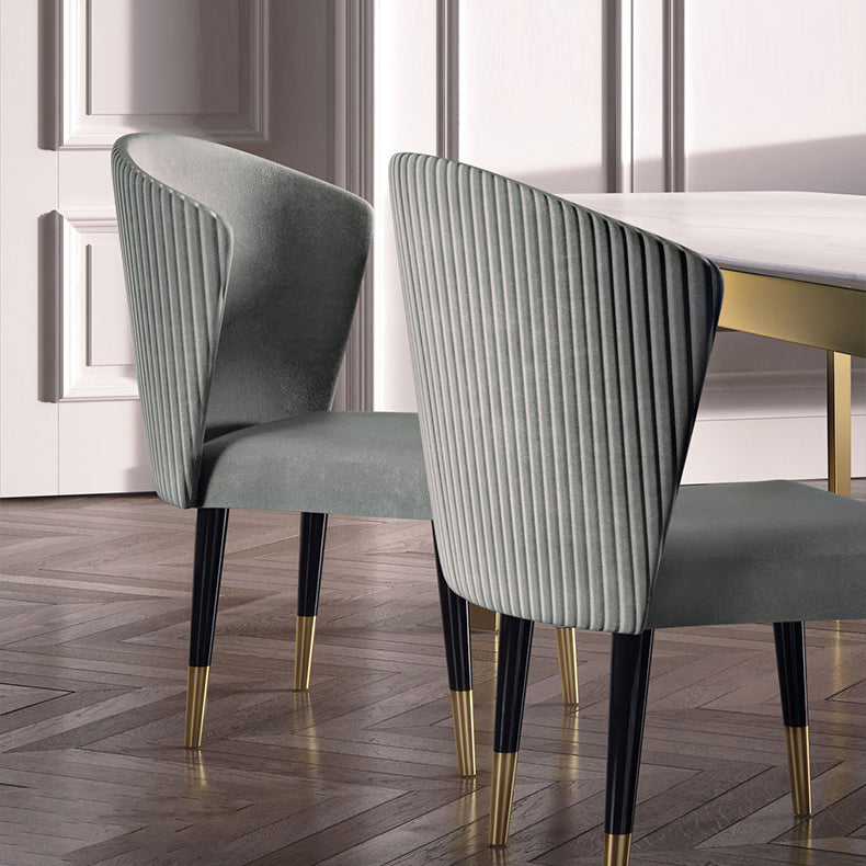 Nordic Glam Style Dining Chairs Armless Side Chairs with Wooden Legs