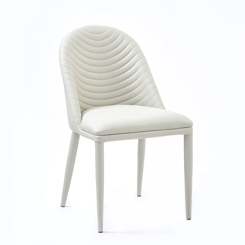 Leather Contemporary Indoor-Outdoor Dining Chair Solid Back Side Chair