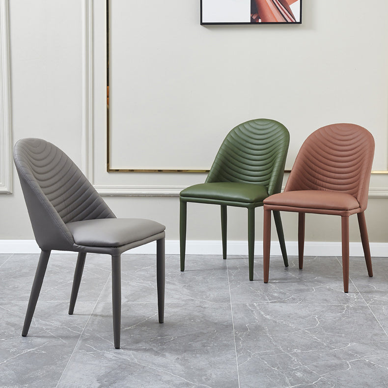 Leather Contemporary Indoor-Outdoor Dining Chair Solid Back Side Chair