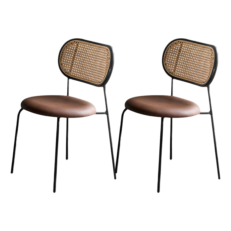 Open Back Side Chair Industrial Armless PU Leather Dining Chairs