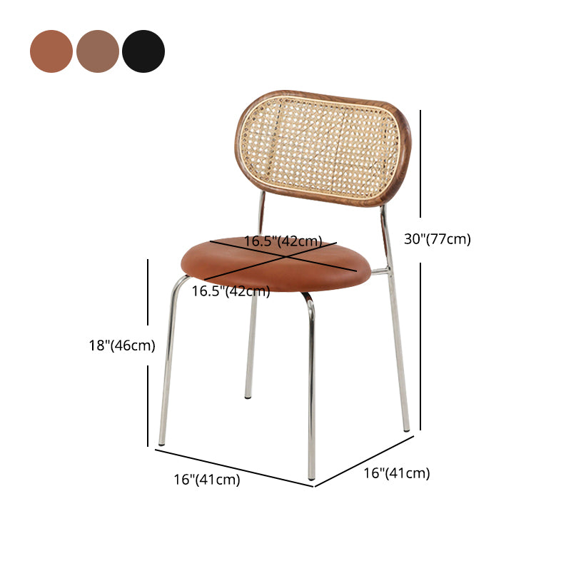 Open Back Side Chair Industrial Armless PU Leather Dining Chairs