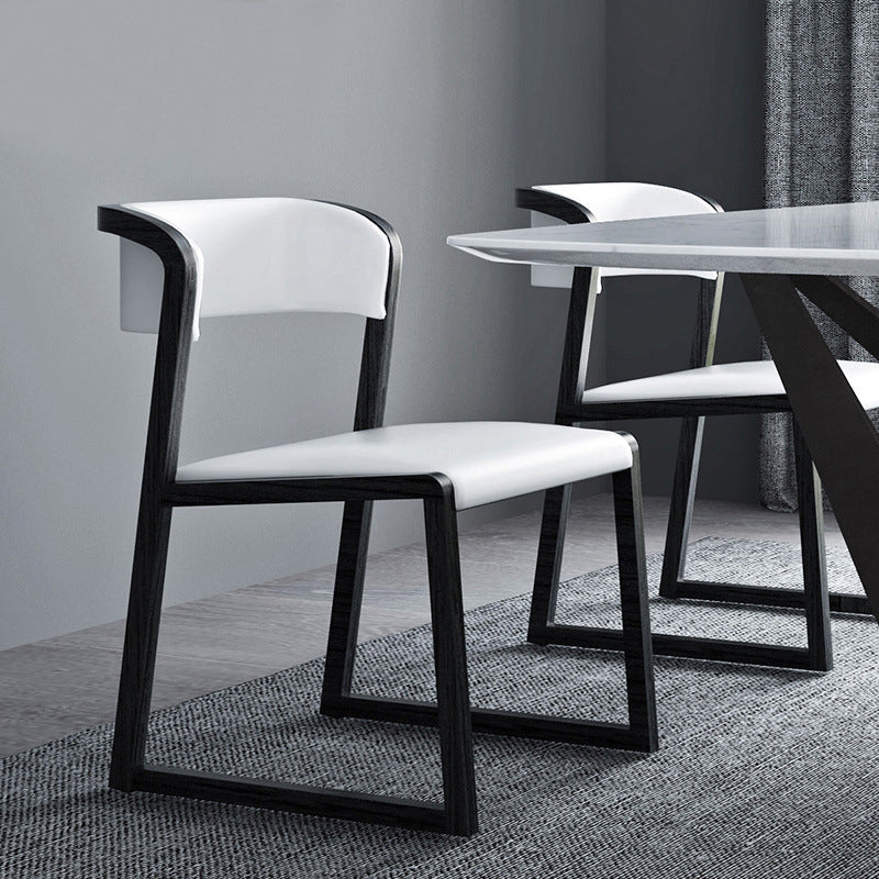 Open Back Side Chair Industrial Style PU Leather Dining Chairs for Home