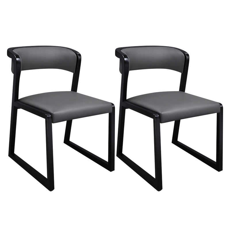Open Back Side Chair Industrial Style PU Leather Dining Chairs for Home