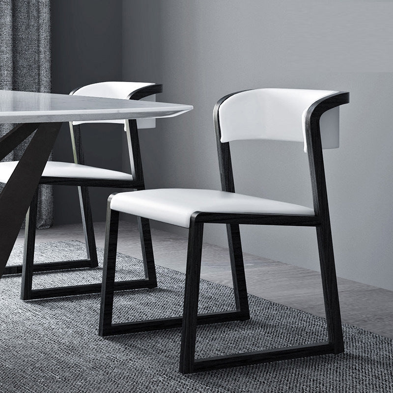 Open Back Side Chair Industrial Style PU Leather Dining Chairs for Home