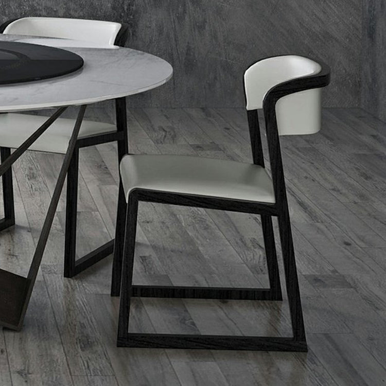 Open Back Side Chair Industrial Style PU Leather Dining Chairs for Home