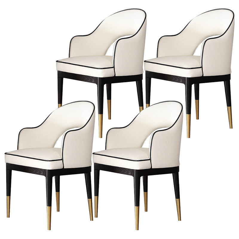 Glam Style Arm Chair Wood Open Back Dining Side Chair for Kitchen with Upholstered