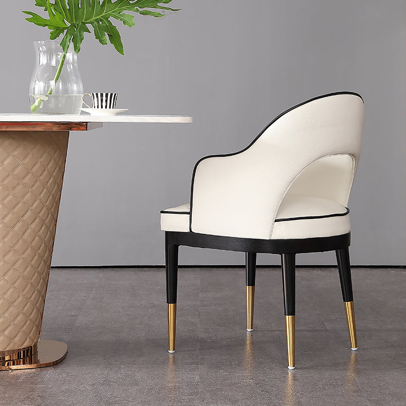 Glam Style Arm Chair Wood Open Back Dining Side Chair for Kitchen with Upholstered