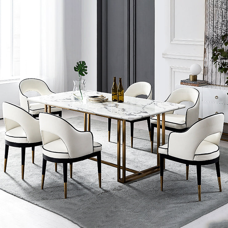 Glam Style Arm Chair Wood Open Back Dining Side Chair for Kitchen with Upholstered