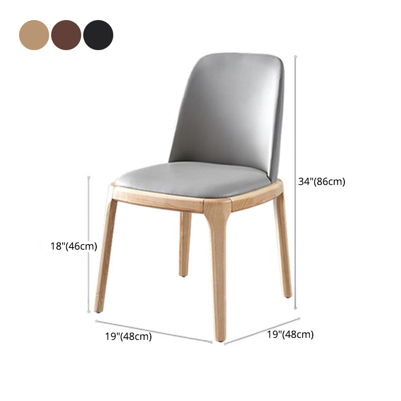 Modern Dining Room Side Chairs Ash Wood Armless Chairs for Home