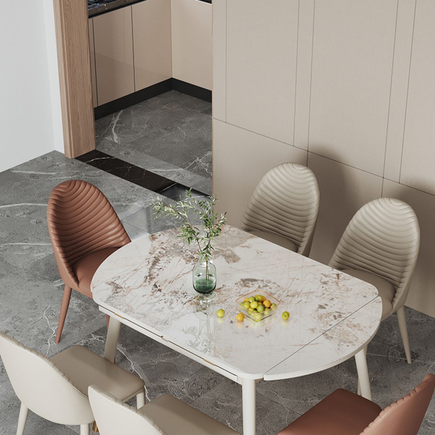 Modern Dining Room Side Chairs Faux Leather Armless Dining Chairs