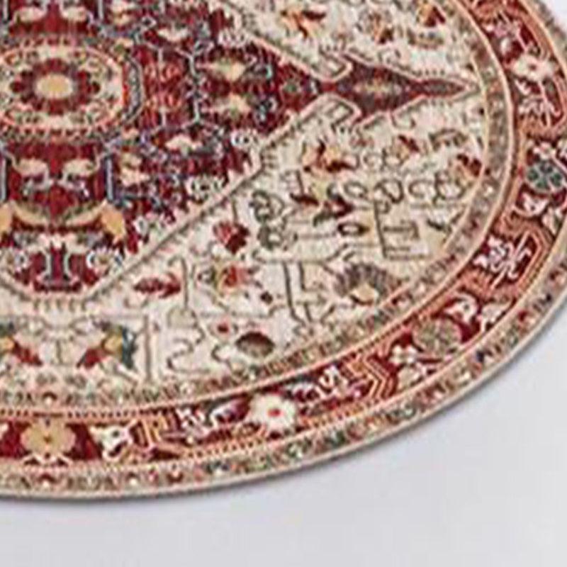 Round Medallion Print Rug Retro Polyester Carpet Stain Resistant Area Rug for Living Room