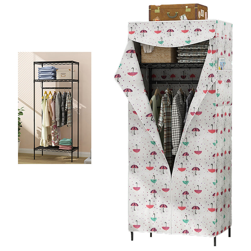 Contemporary Style Wardrobe Metal 1-Door Wardrobe Closet for Bedroom