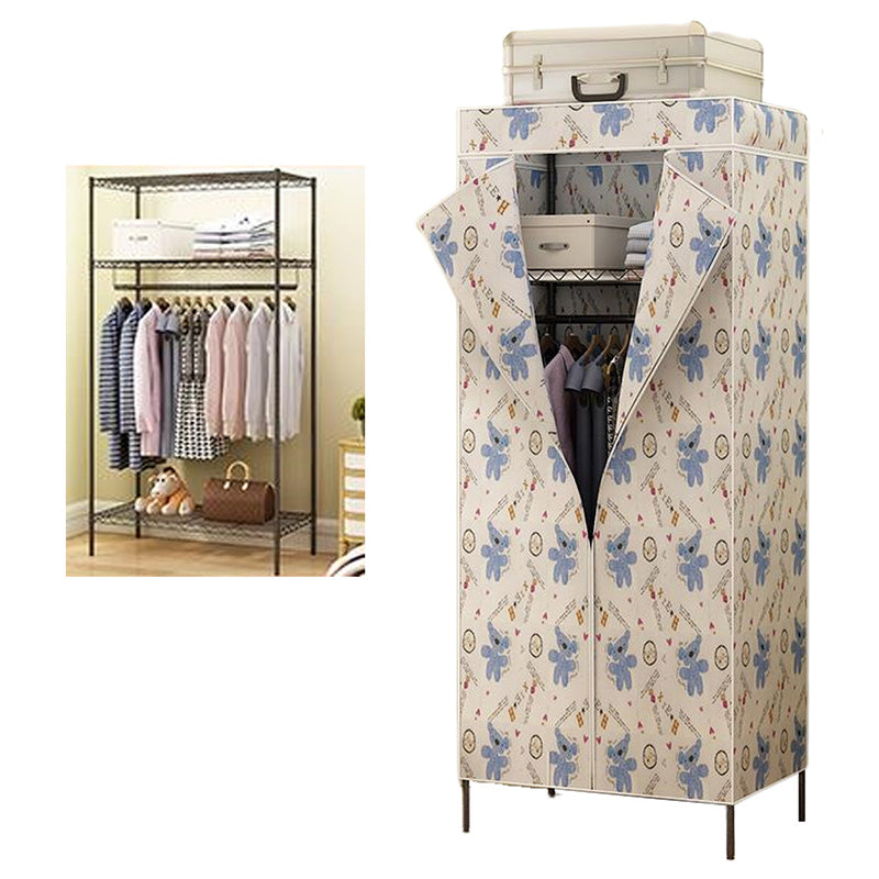 Contemporary Style Wardrobe Metal 1-Door Wardrobe Closet for Bedroom