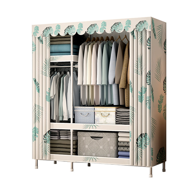 Contemporary Style Metal Wardrobe Cloth Rod Included Wardrobe Closet With Shelves