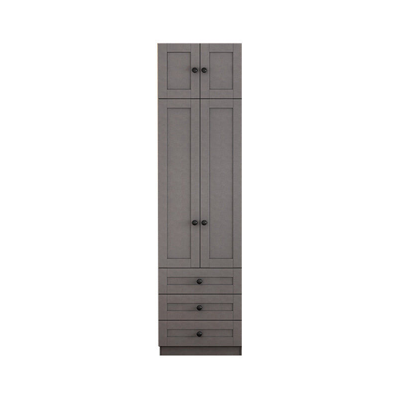 Contemporary Grey Wardrobe Armoire Engineered Wood Wardrobe Closet