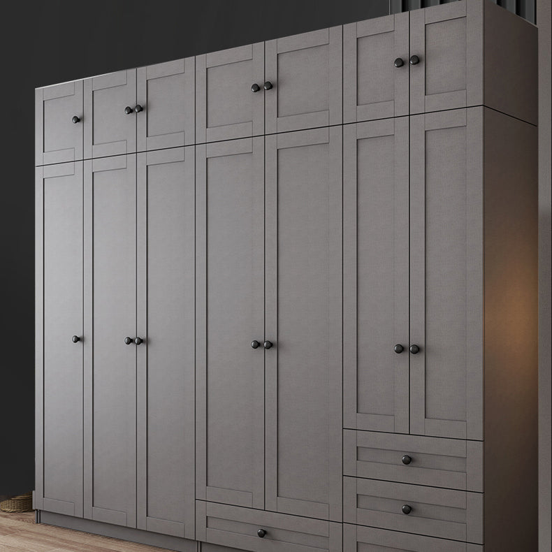 Contemporary Grey Wardrobe Armoire Engineered Wood Wardrobe Closet
