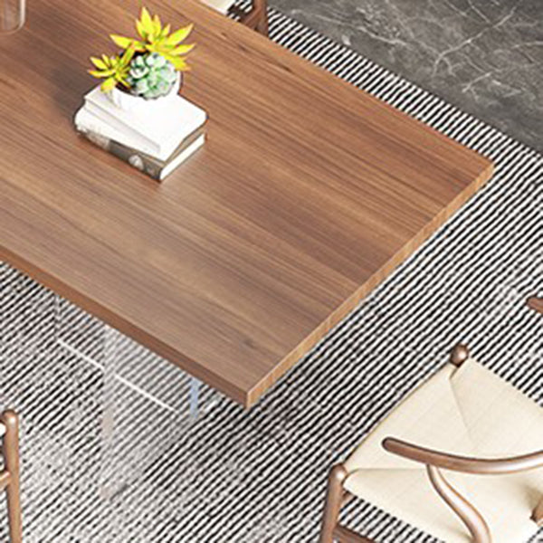 Modern Dining Furniture Set 1/6 Pcs Dark Brown Solid Wood Dining Table and Chairs