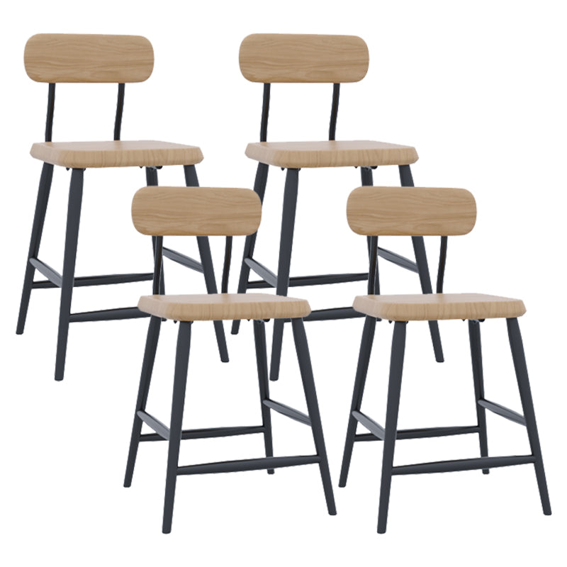Industrial Square Bar Stool Solid Wood Armless Bar Chair with Metal Legs
