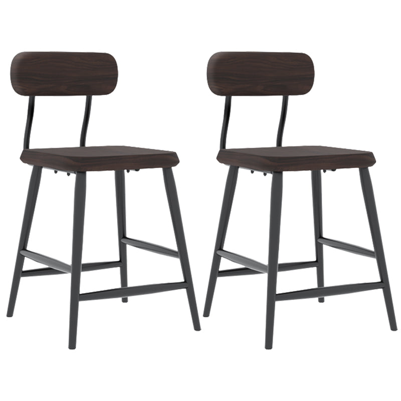 Industrial Square Bar Stool Solid Wood Armless Bar Chair with Metal Legs