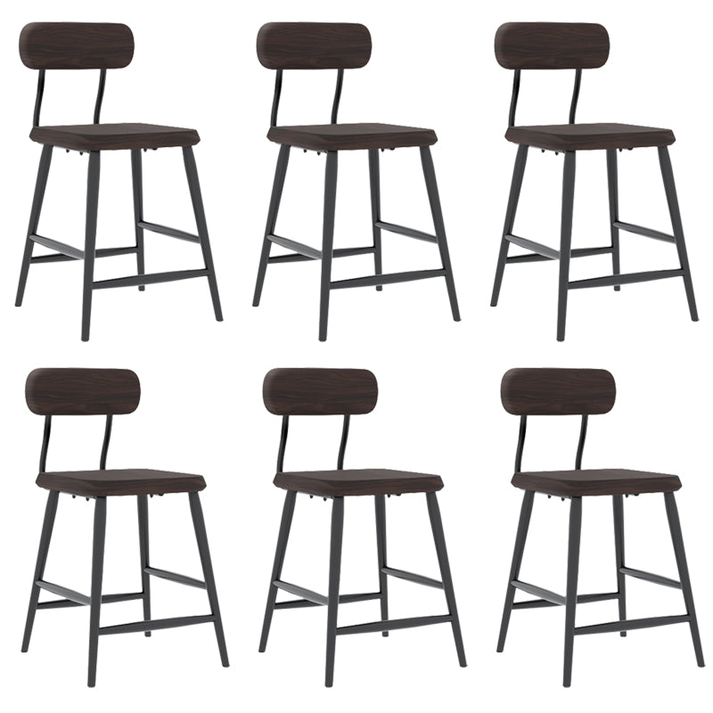 Industrial Square Bar Stool Solid Wood Armless Bar Chair with Metal Legs