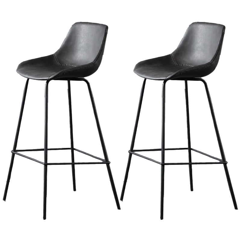 Metal Legs Bucket Bar Stool Industrial Faux Leather Armless Counter Stool