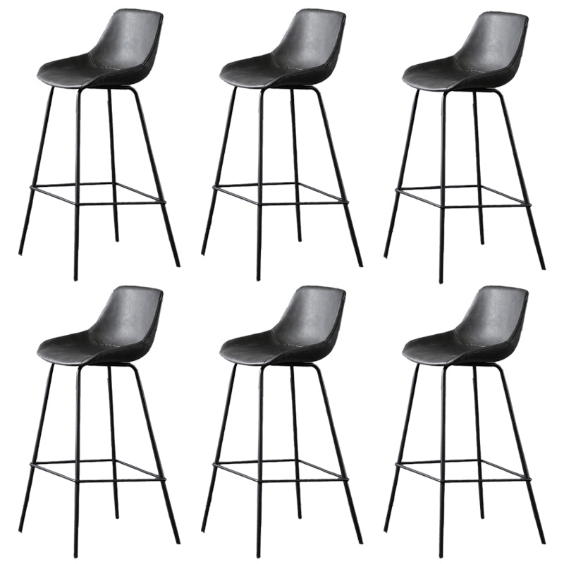 Metal Legs Bucket Bar Stool Industrial Faux Leather Armless Counter Stool