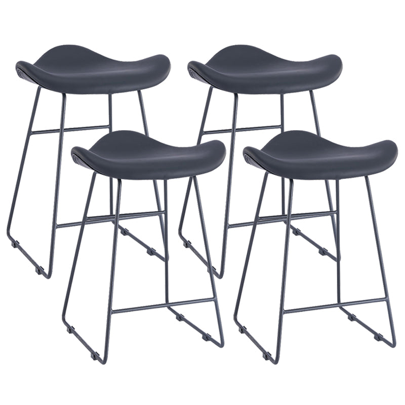 Armless Faux Leather Bar Stool Modern Counter Stool with Metal Counter Stool