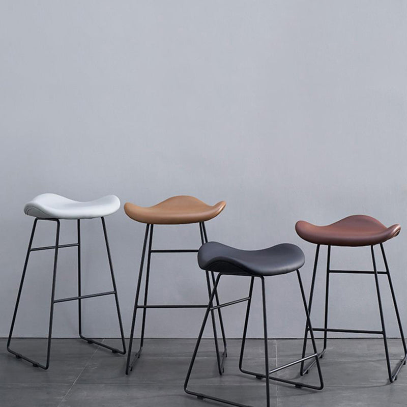Armless Faux Leather Bar Stool Modern Counter Stool with Metal Counter Stool