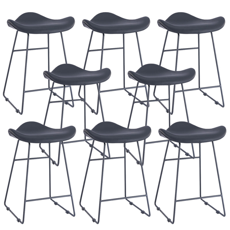 Armless Faux Leather Bar Stool Modern Counter Stool with Metal Counter Stool