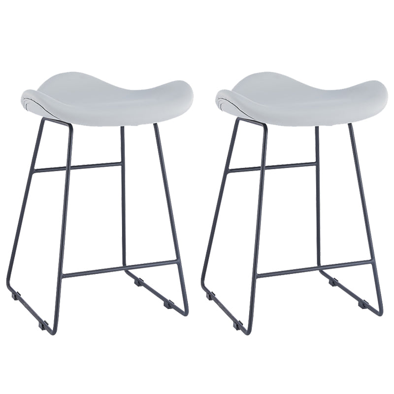 Armless Faux Leather Bar Stool Modern Counter Stool with Metal Counter Stool