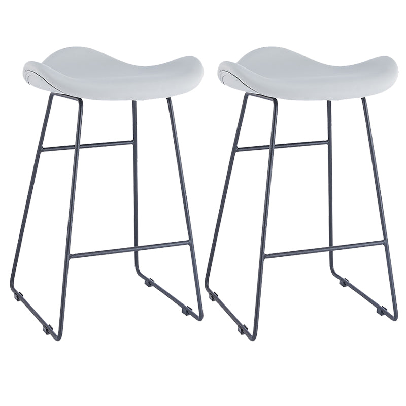 Armless Faux Leather Bar Stool Modern Counter Stool with Metal Counter Stool