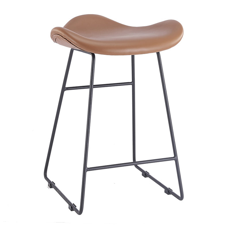 Armless Faux Leather Bar Stool Modern Counter Stool with Metal Counter Stool