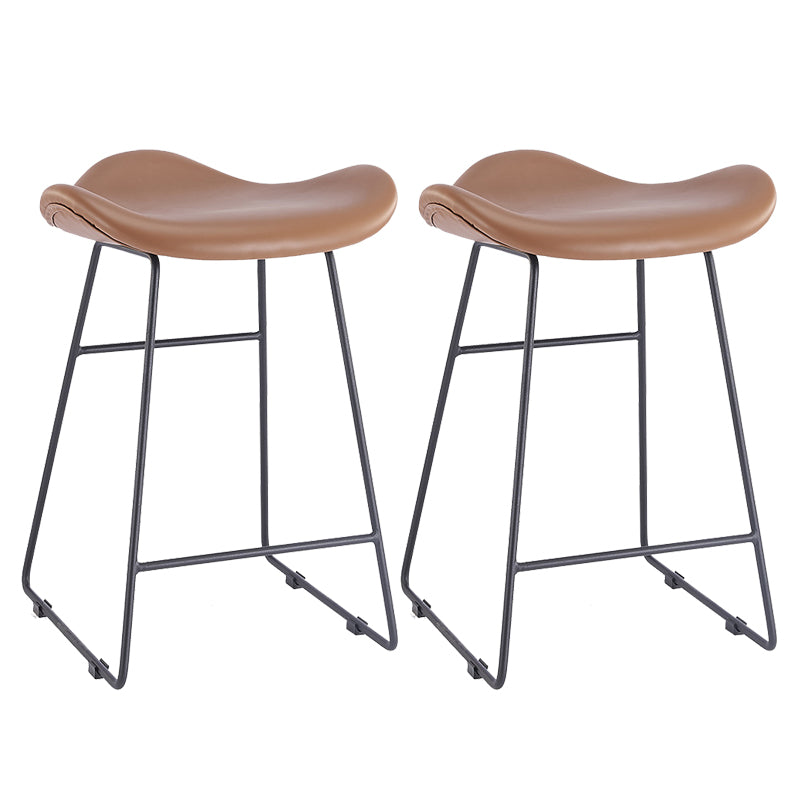 Armless Faux Leather Bar Stool Modern Counter Stool with Metal Counter Stool