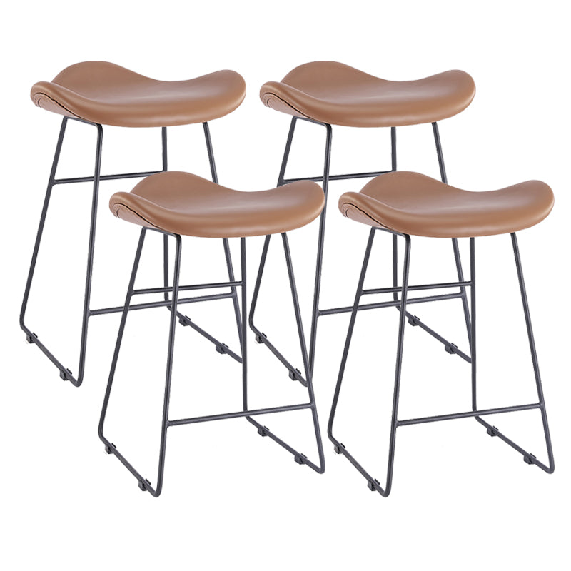 Armless Faux Leather Bar Stool Modern Counter Stool with Metal Counter Stool