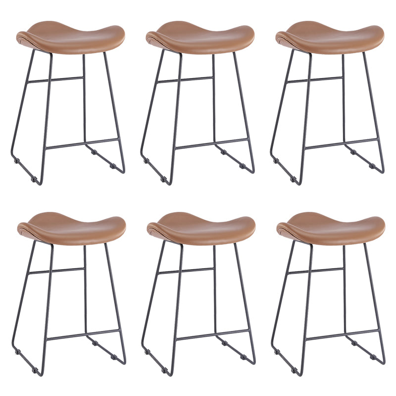 Armless Faux Leather Bar Stool Modern Counter Stool with Metal Counter Stool