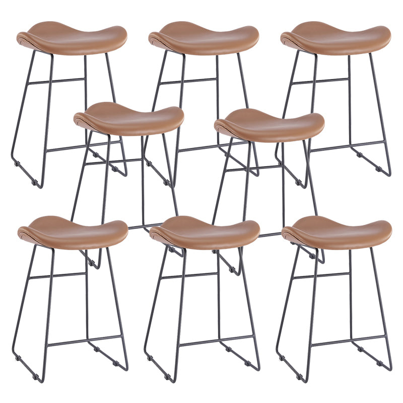 Armless Faux Leather Bar Stool Modern Counter Stool with Metal Counter Stool