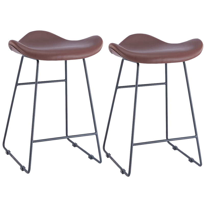 Armless Faux Leather Bar Stool Modern Counter Stool with Metal Counter Stool