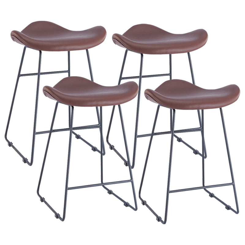 Armless Faux Leather Bar Stool Modern Counter Stool with Metal Counter Stool