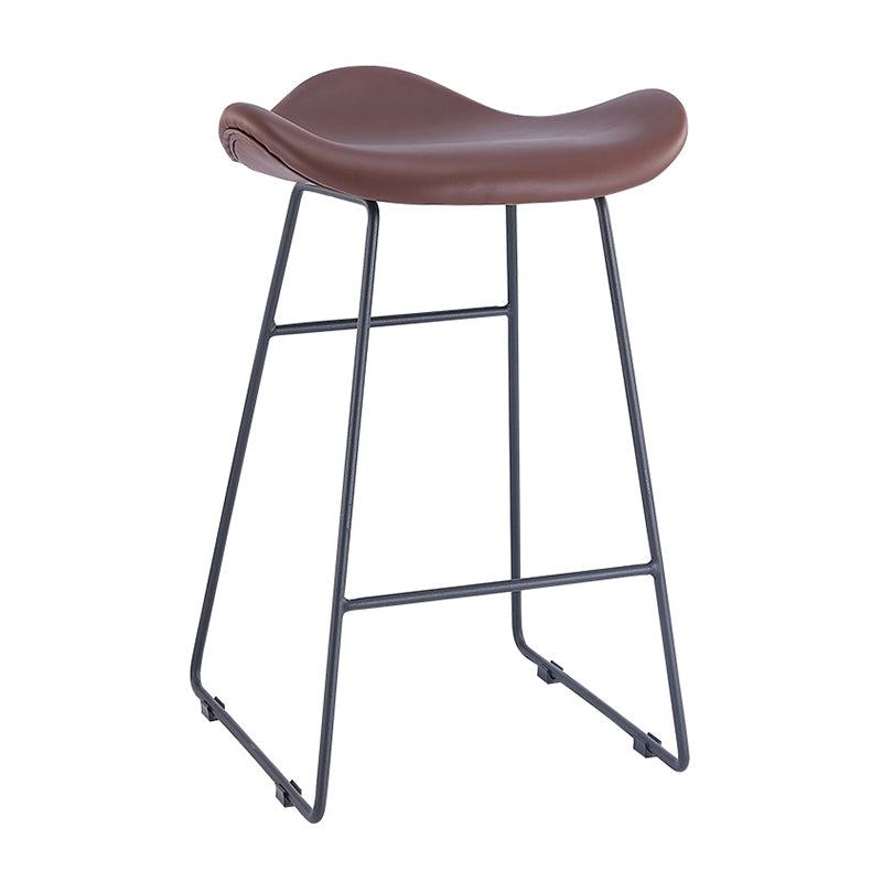 Armless Faux Leather Bar Stool Modern Counter Stool with Metal Counter Stool