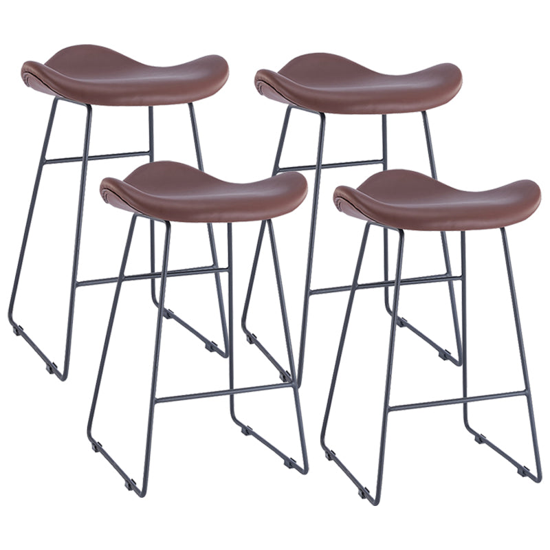 Armless Faux Leather Bar Stool Modern Counter Stool with Metal Counter Stool