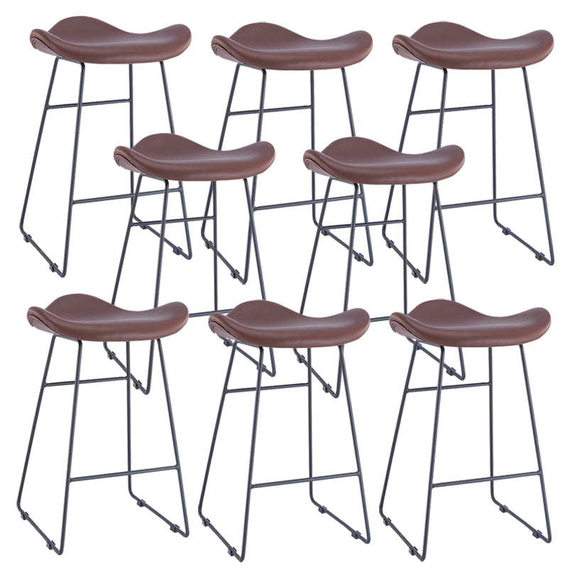 Armless Faux Leather Bar Stool Modern Counter Stool with Metal Counter Stool