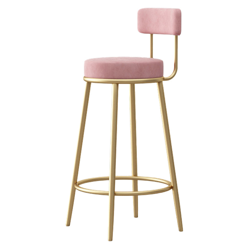 Scandinavian Round Seat Counter Stool Low Back Fabric Bar Stools